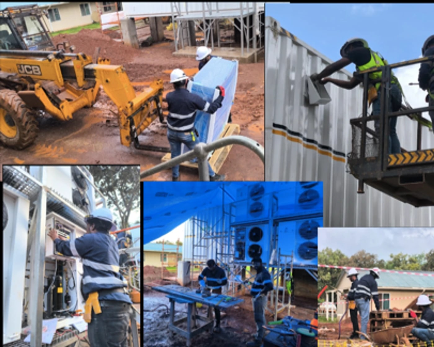 Prefab data center container transport, lifting and placement evidence.