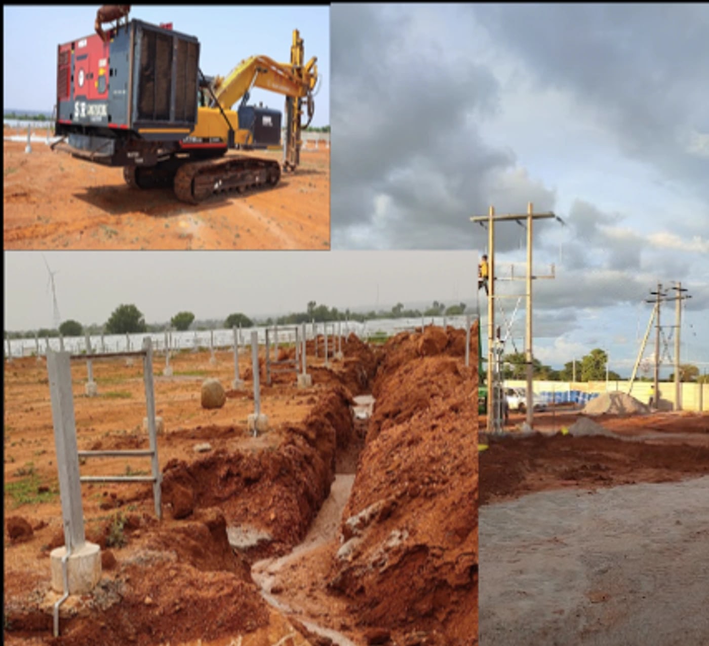 Civil, electrical and containerized infrastructure execution workfront collage.