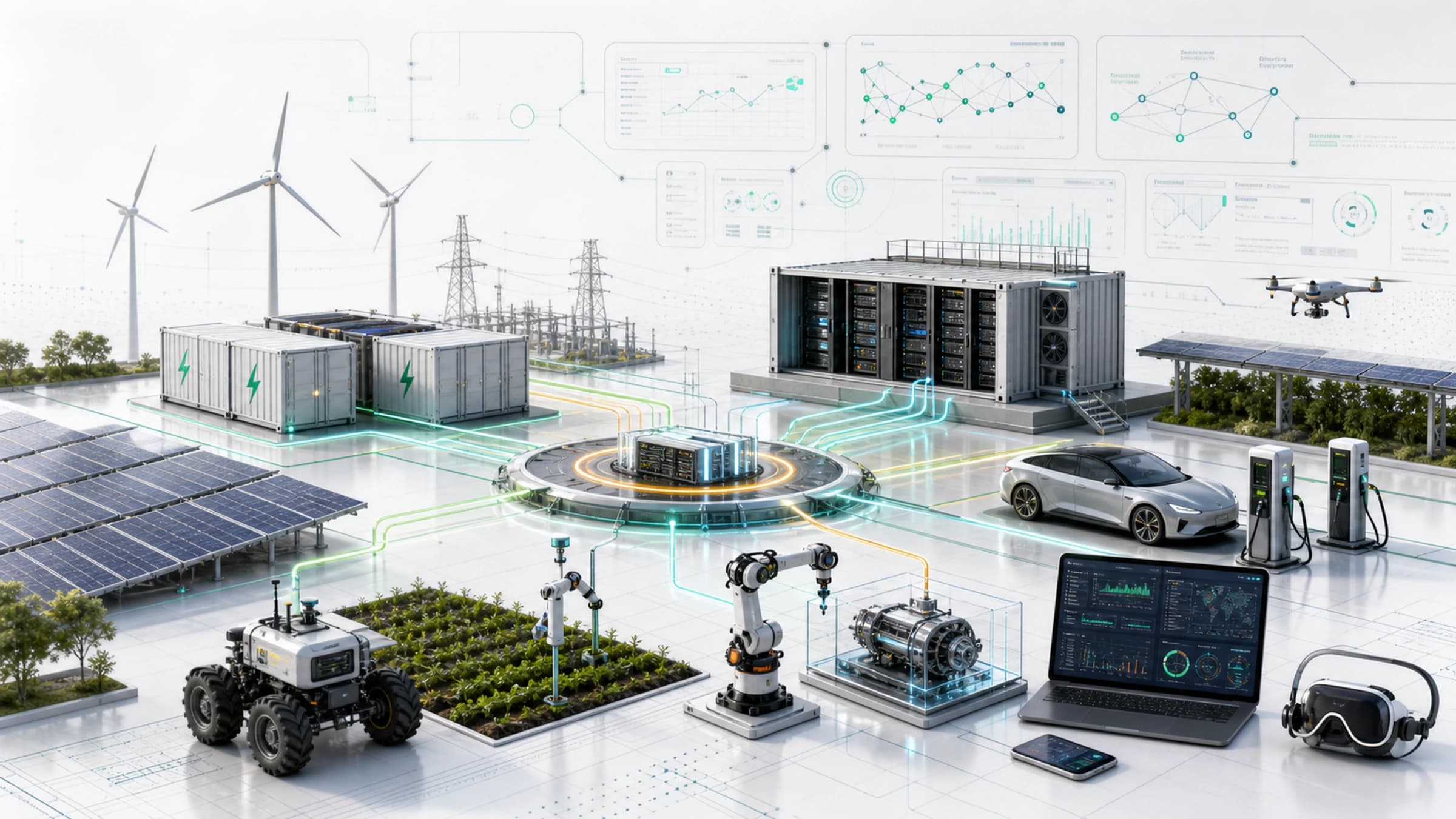 Engineering operating system linking renewable energy, data centers, AI platforms, mobility, agriculture and product innovation.