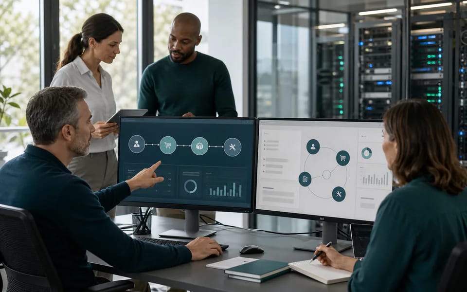 Visual evidence: ERP/CRM workflows and managed cloud platforms