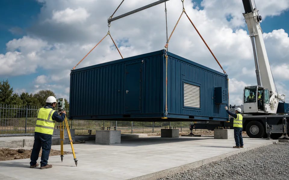Visual evidence: Civil placement, lifting, leveling and external readiness